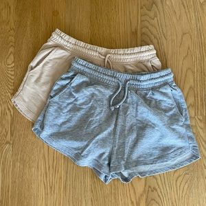 H&M lounge shorts, size XS gray and tan